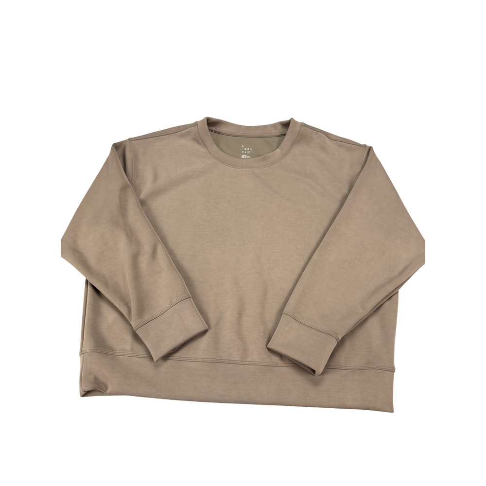 A New Day Womens Crewneck Sweatshirt Taupe Brown Relaxed Fit Large‎ Soft